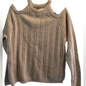 Chaser Open Shoulder Gold Sweater NWT $54 Metallic Long Sleeve Cotton Blend Boho